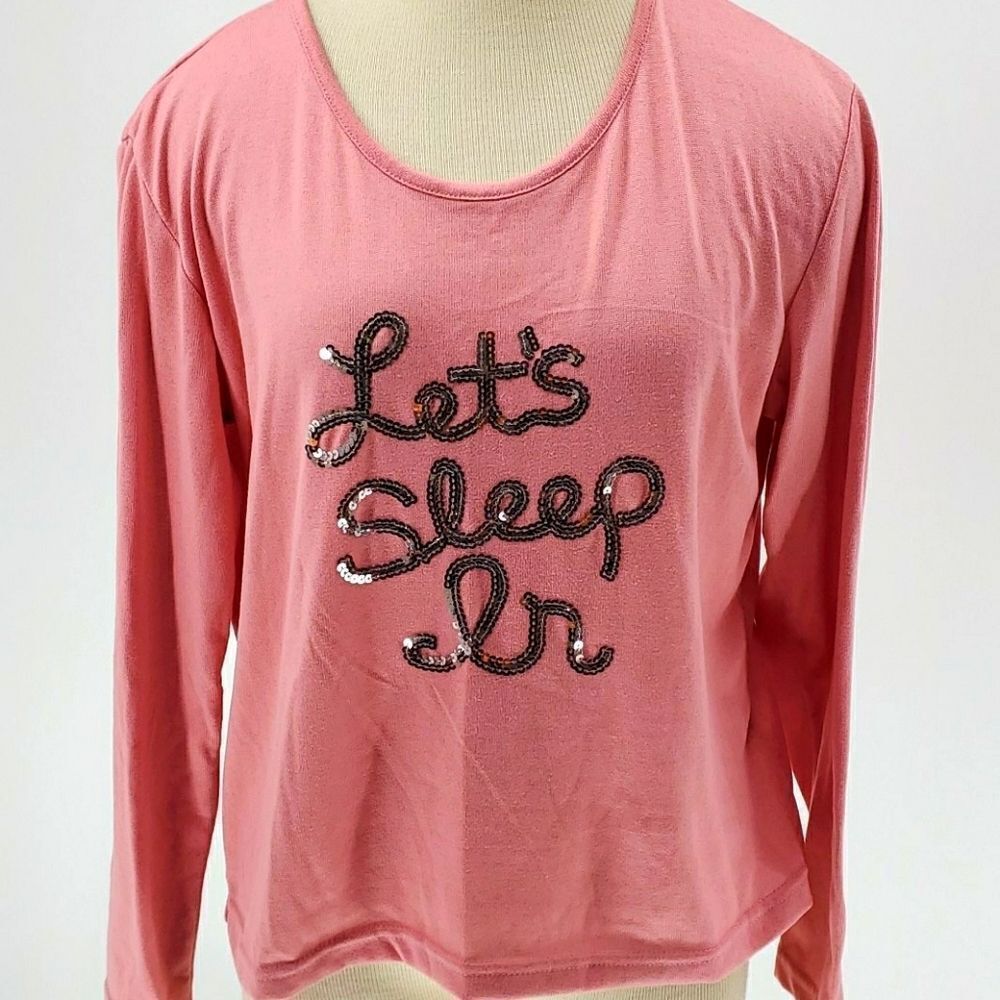 Cute‎ top, mentally exhausted. Medium, pink. Sequins.